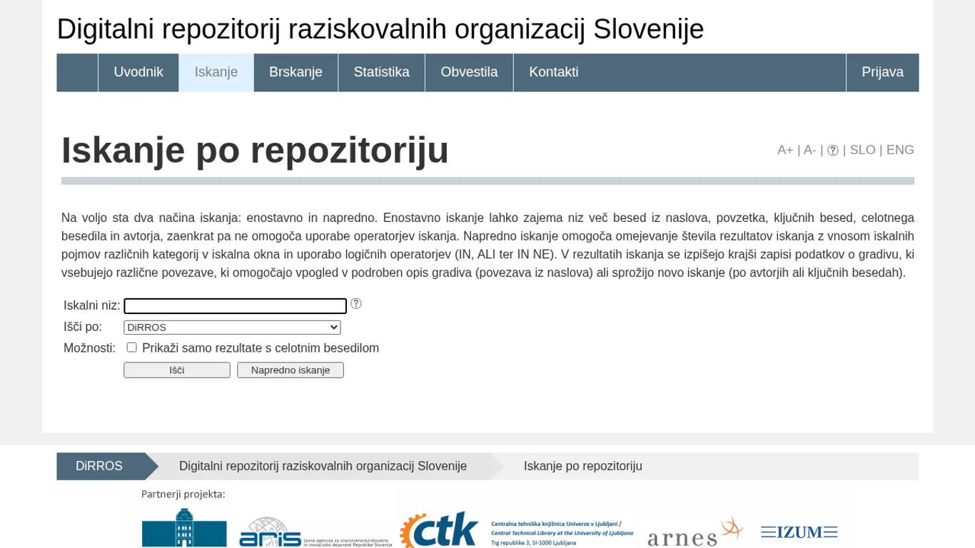 Domača stran DiRROS