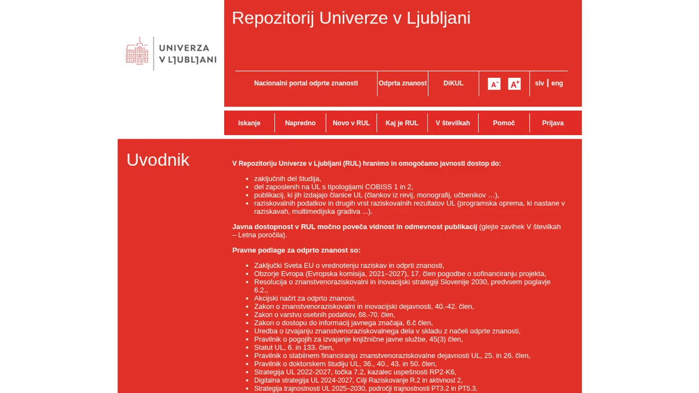 Domača stran RUL