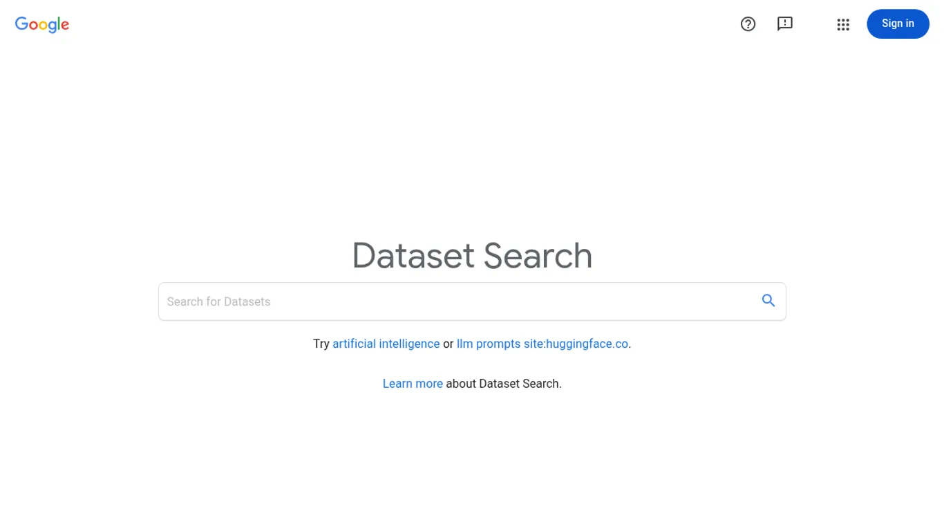 Domača stran Google Dataset Search