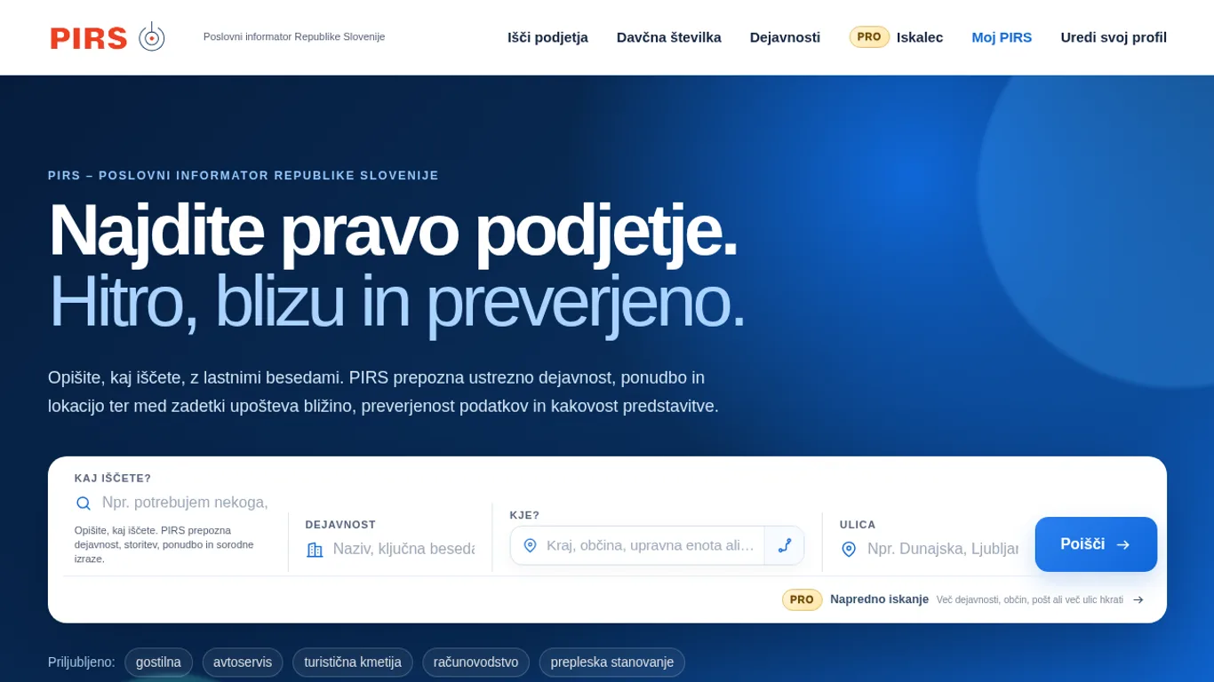 Domača stran PIRS