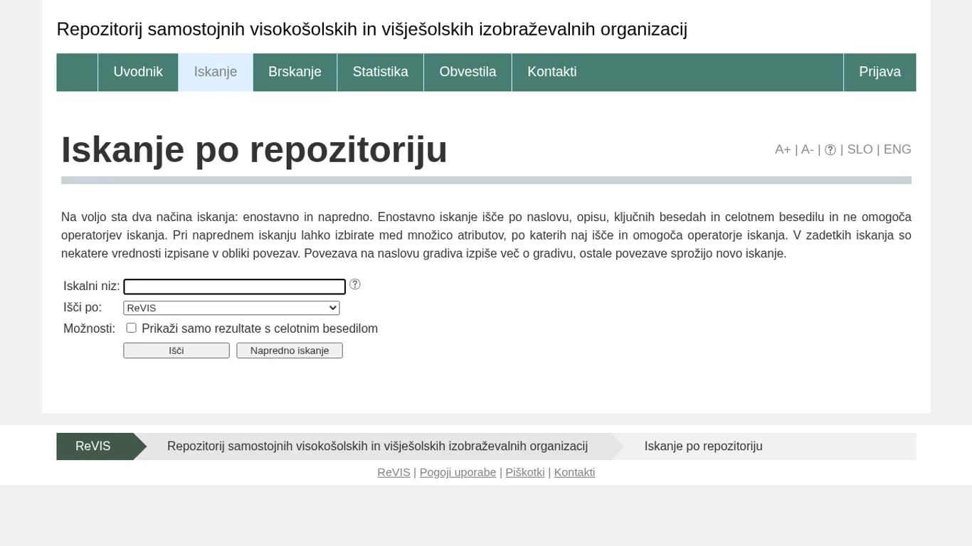 Domača stran ReVIS