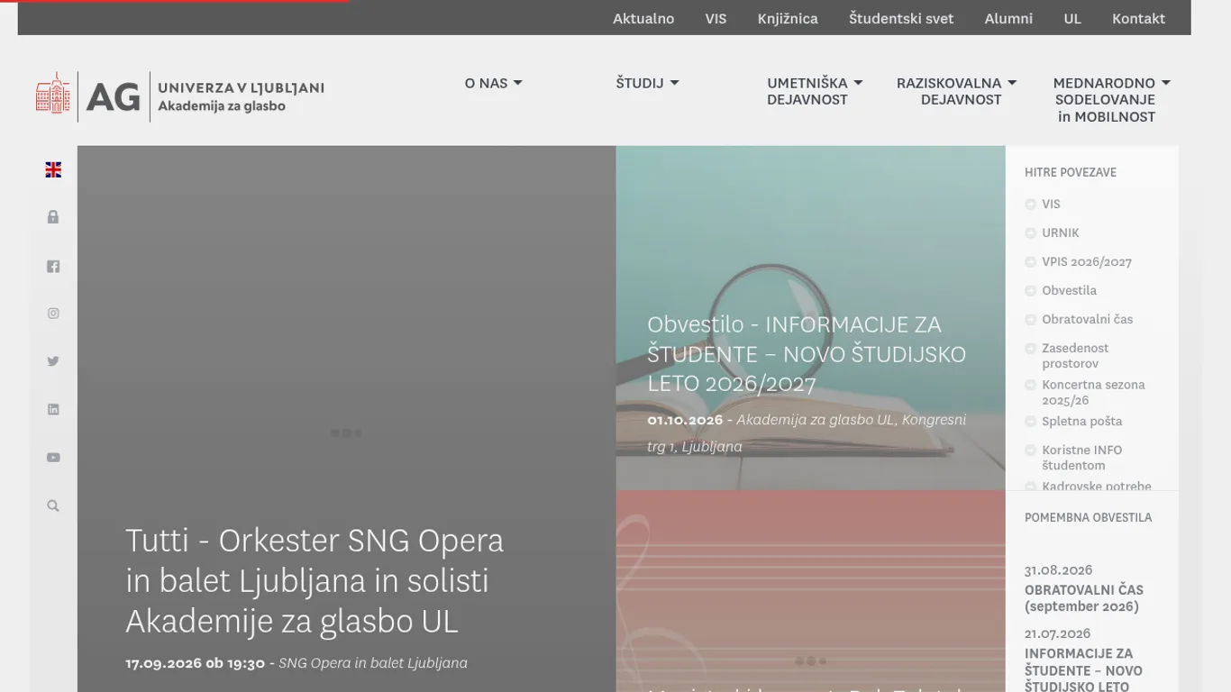 Domača stran Akademija za glasbo (UL)