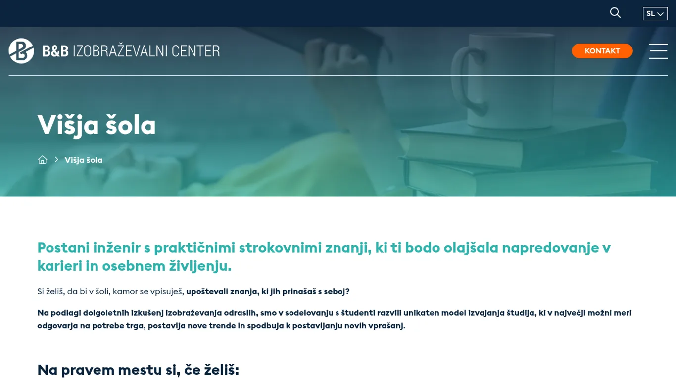 Domača stran B&B, izobraževanje in usposabljanje, Višja strokovna šola