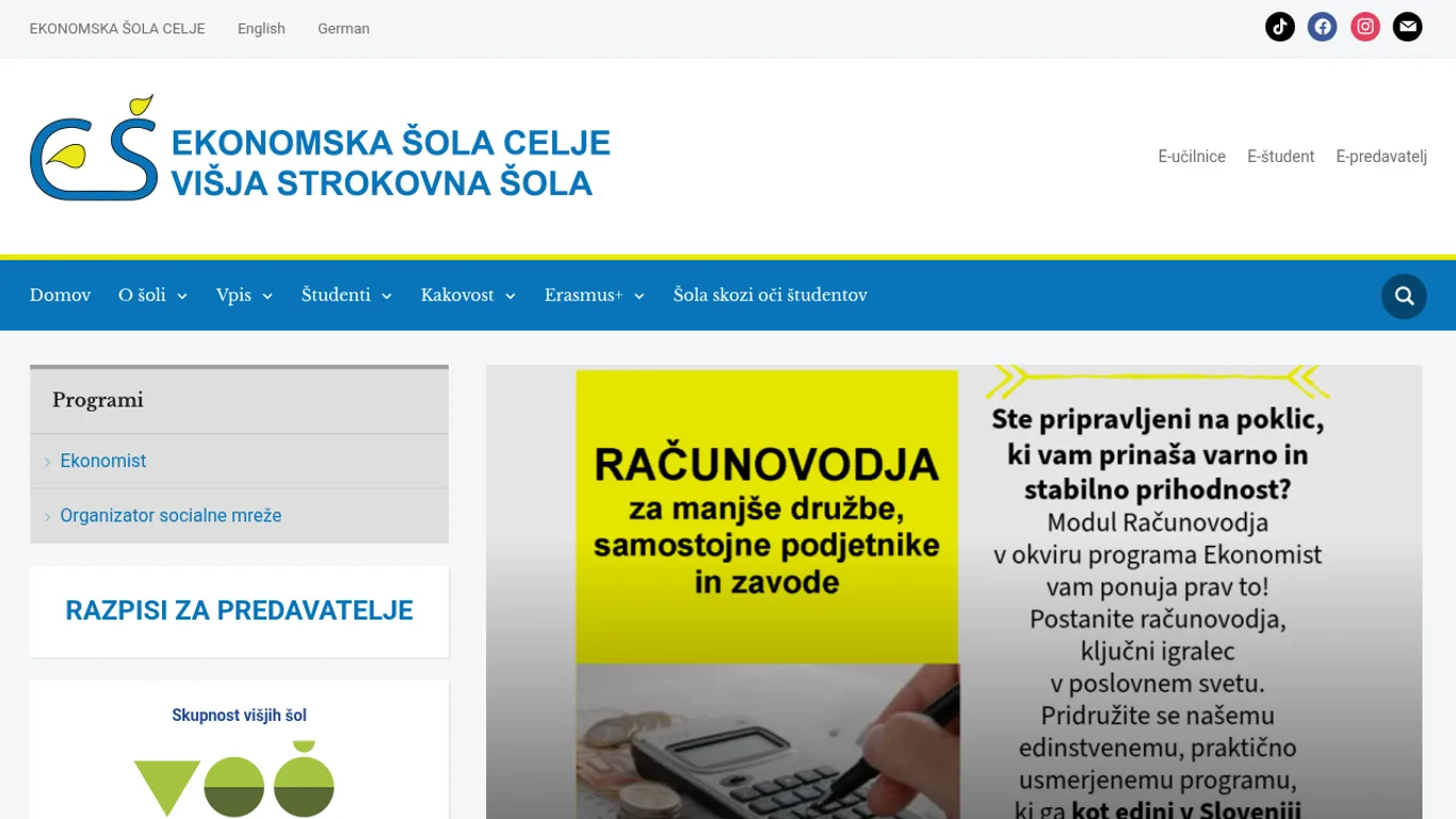 Domača stran Ekonomska šola Celje – Višja strokovna šola