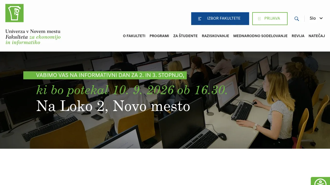 Domača stran Fakulteta za ekonomijo in informatiko (UNM)