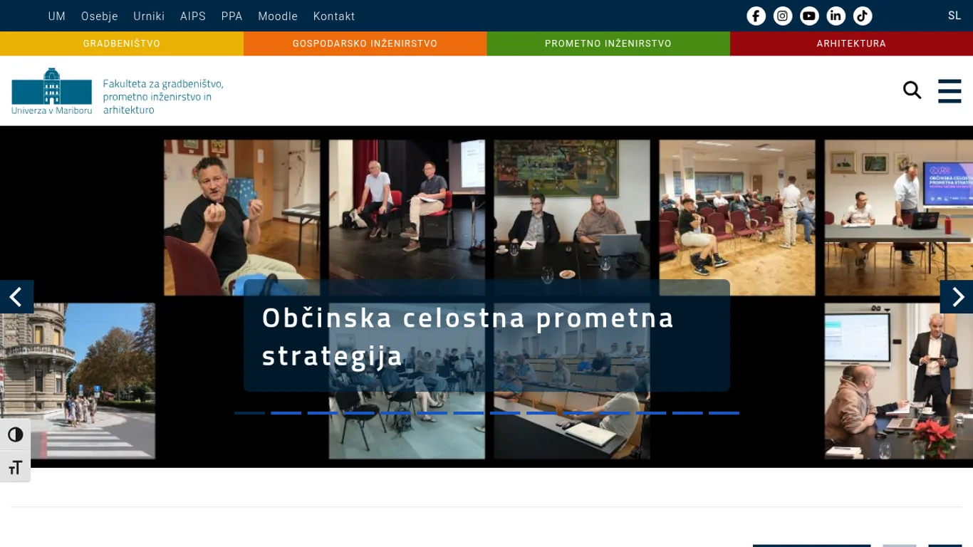 Domača stran Fakulteta za gradbeništvo, prometno inženirstvo in arhitekturo
