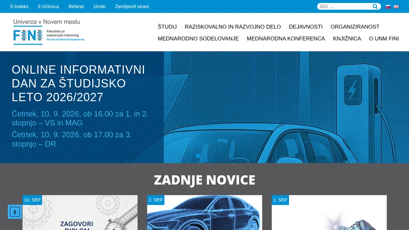 Domača stran Fakulteta za industrijski inženiring Novo mesto