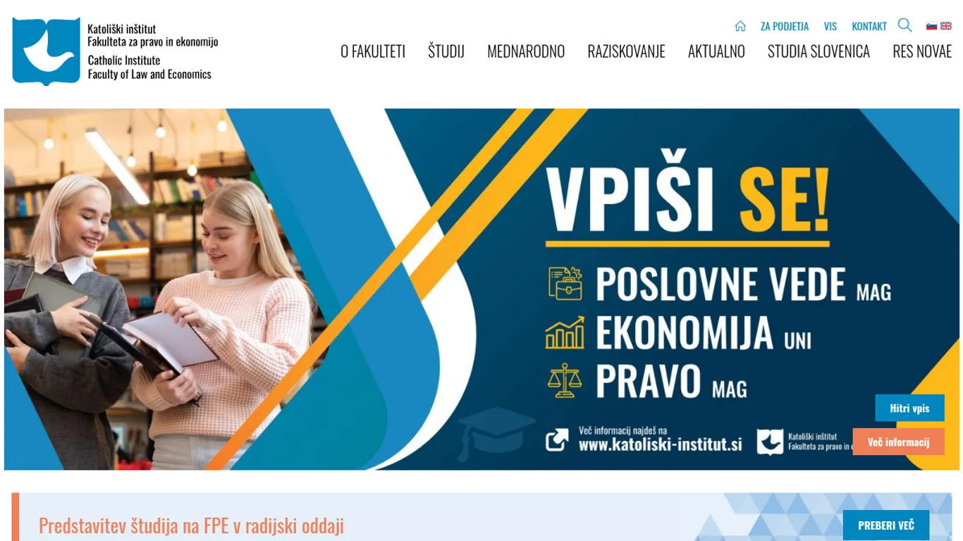 Domača stran Fakulteta za pravo in poslovne vede