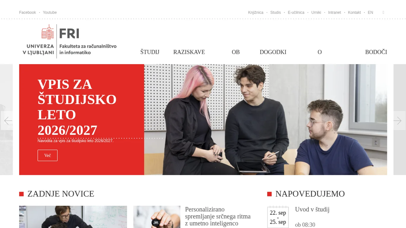 Domača stran Fakulteta za računalništvo in informatiko – FRI