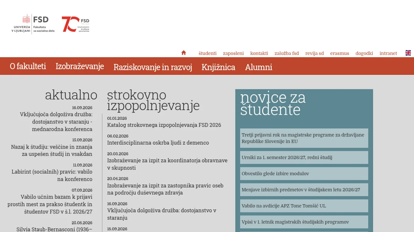 Domača stran Fakulteta za socialno delo