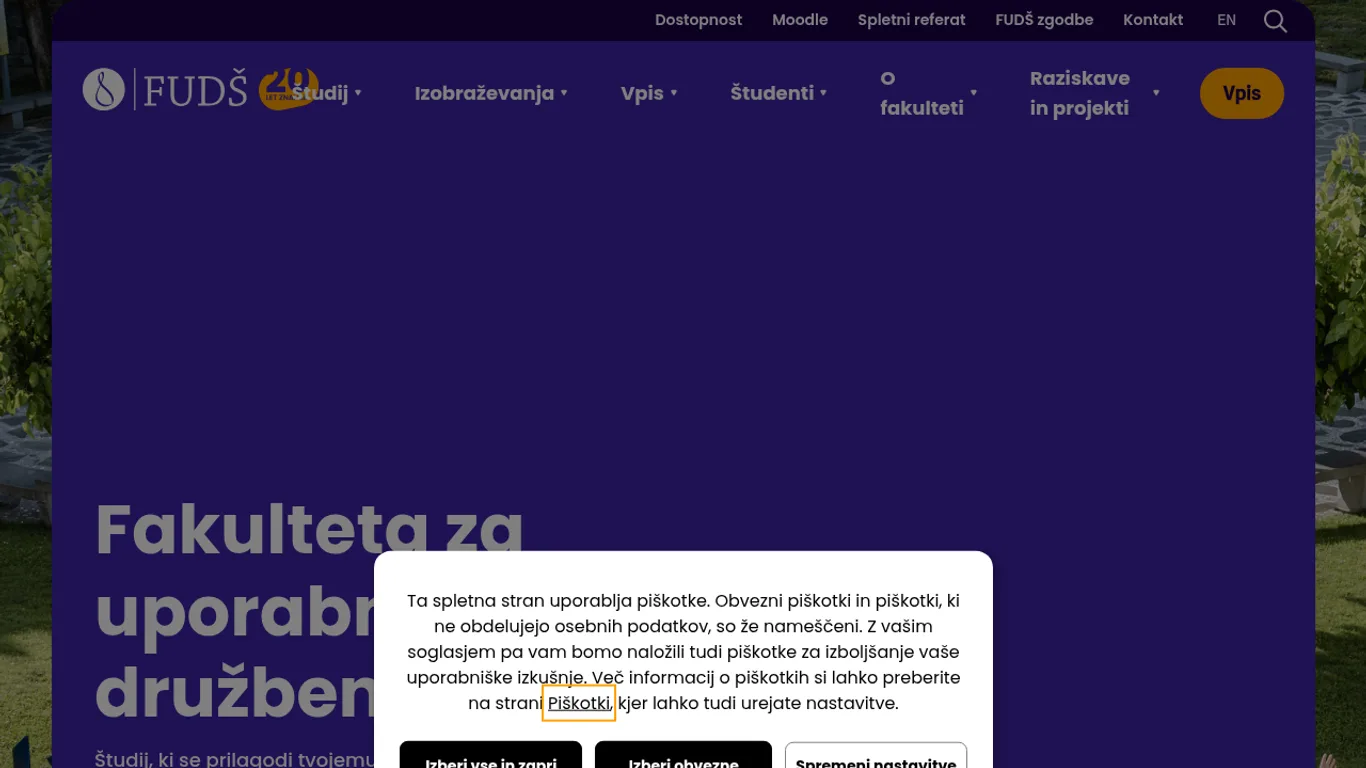 Domača stran Fakulteta za uporabne družbene študije v Novi Gorici (FUDŠ)