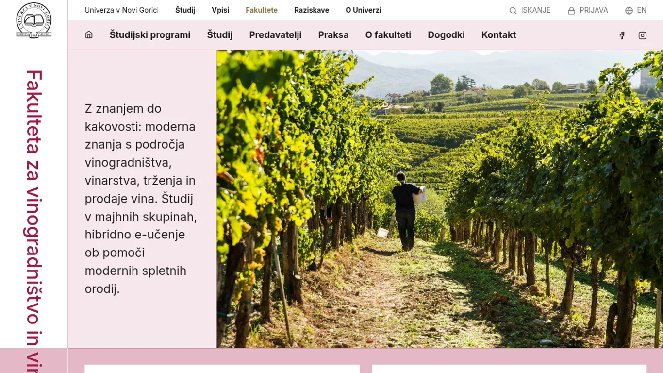 Domača stran Fakulteta za vinogradništvo in vinarstvo (UNG)