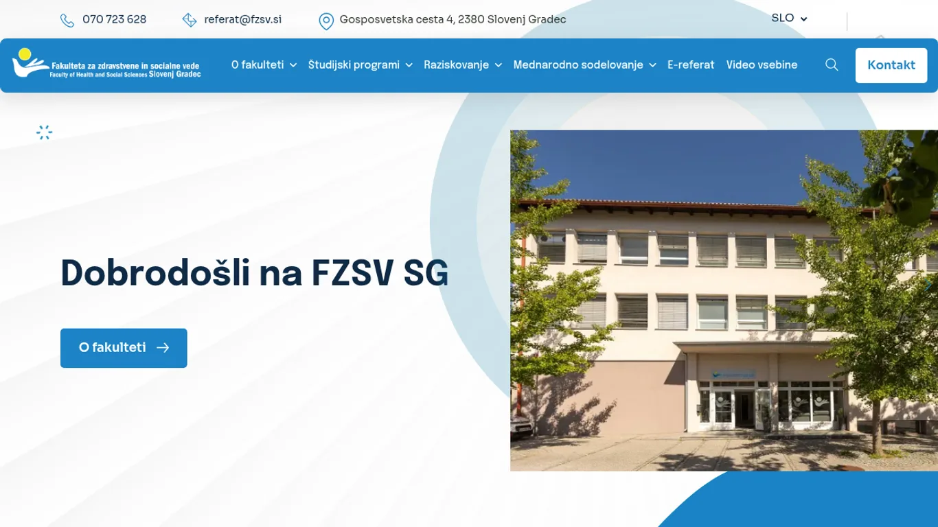 Domača stran Fakulteta za zdravstvene in socialne vede Slovenj Gradec