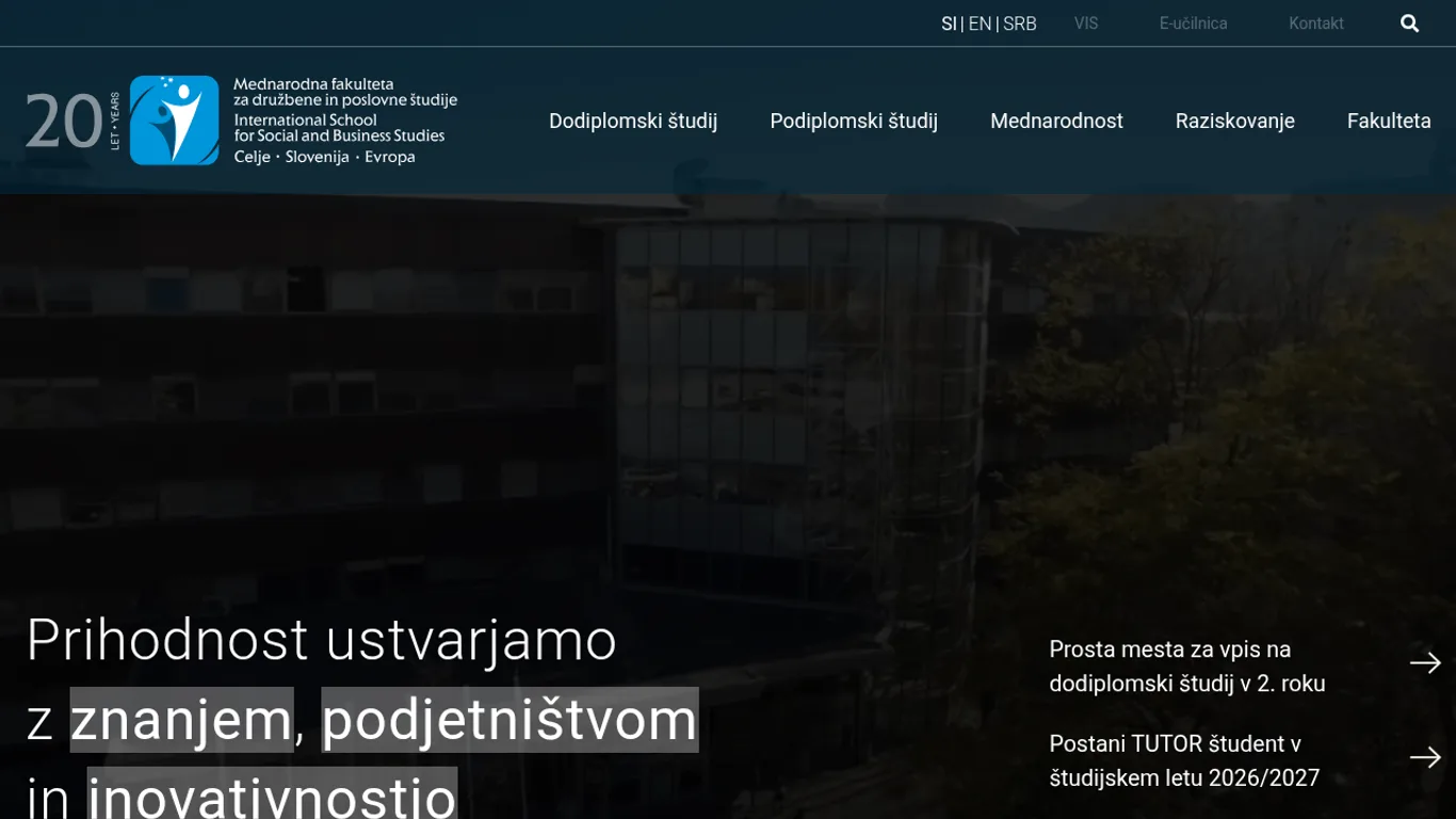 Domača stran Mednarodna fakulteta za družbene in poslovne študije