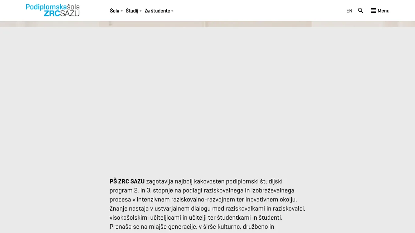 Domača stran Podiplomska šola ZRC SAZU