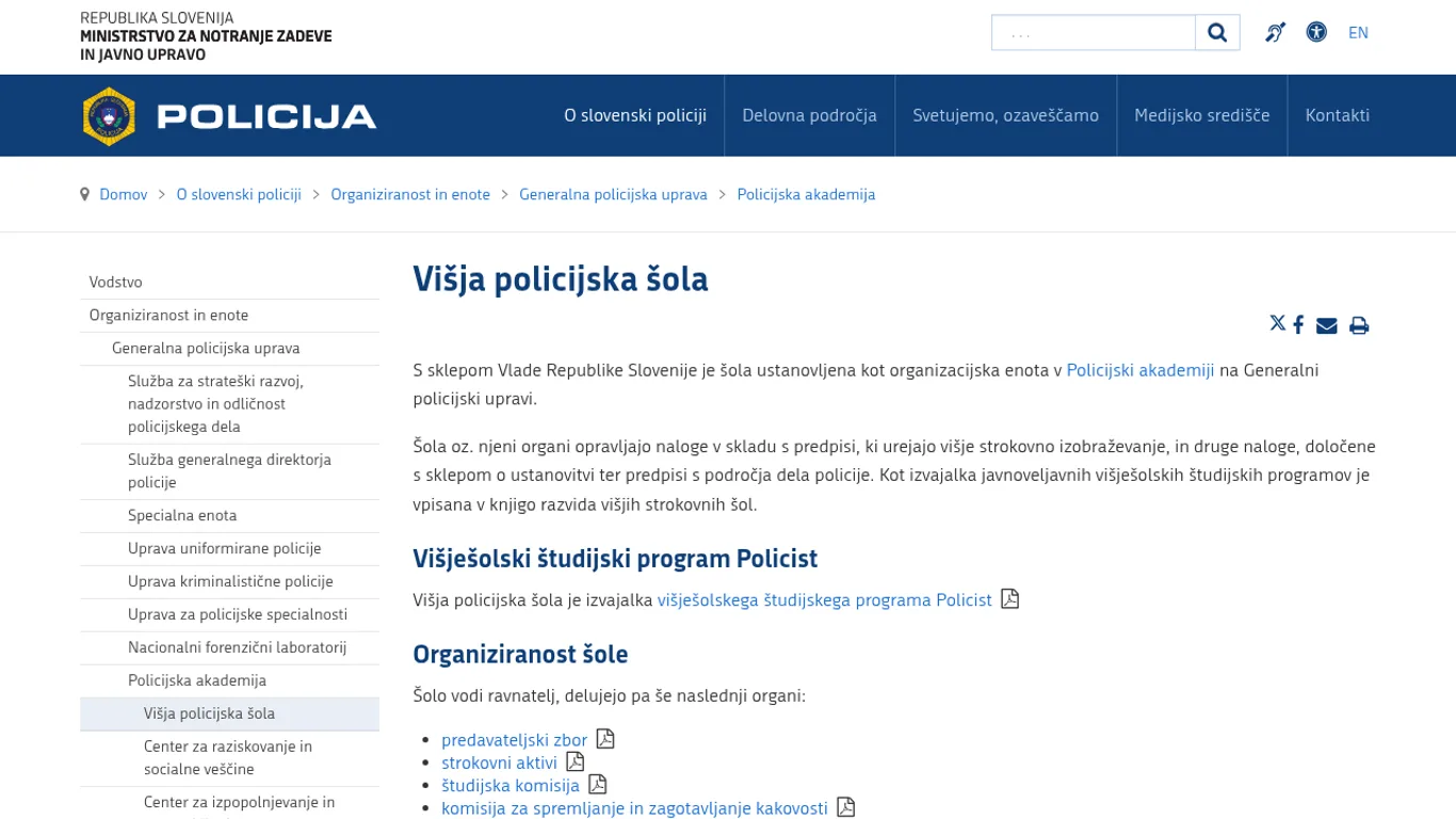 Domača stran Policijska akademija – Višja policijska šola