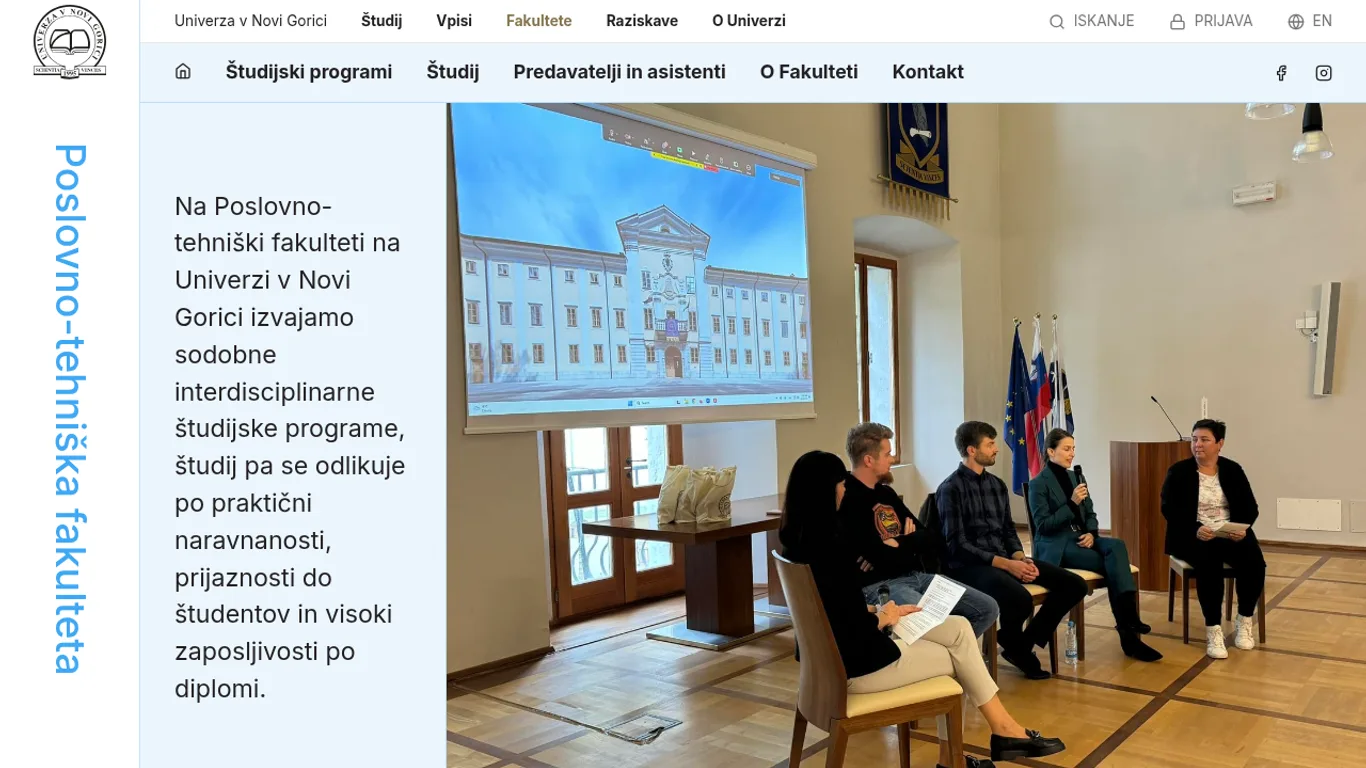 Domača stran Poslovno-tehniška fakulteta (UNG)