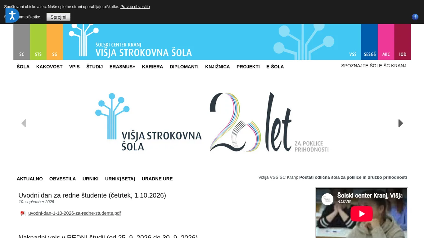 Domača stran Šolski center Kranj – Višja strokovna šola