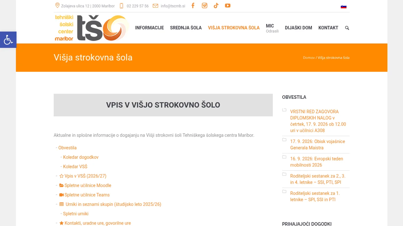 Domača stran Tehniški šolski center Maribor – Višja strokovna šola