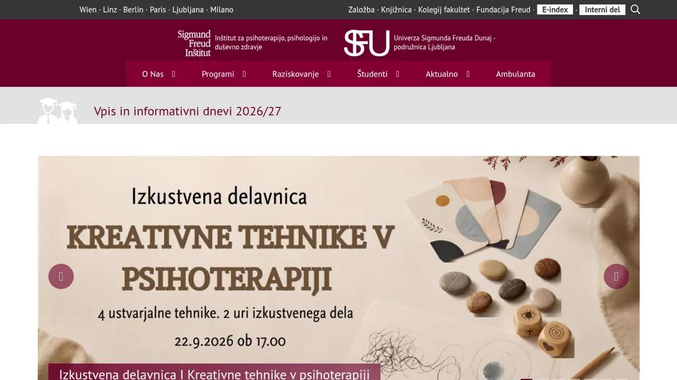 Domača stran Univerza Sigmunda Freuda – podružnica Ljubljana