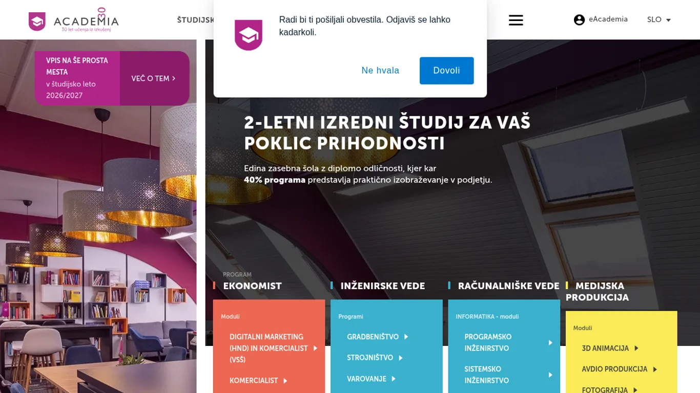 Domača stran Višja strokovna šola Academia Maribor
