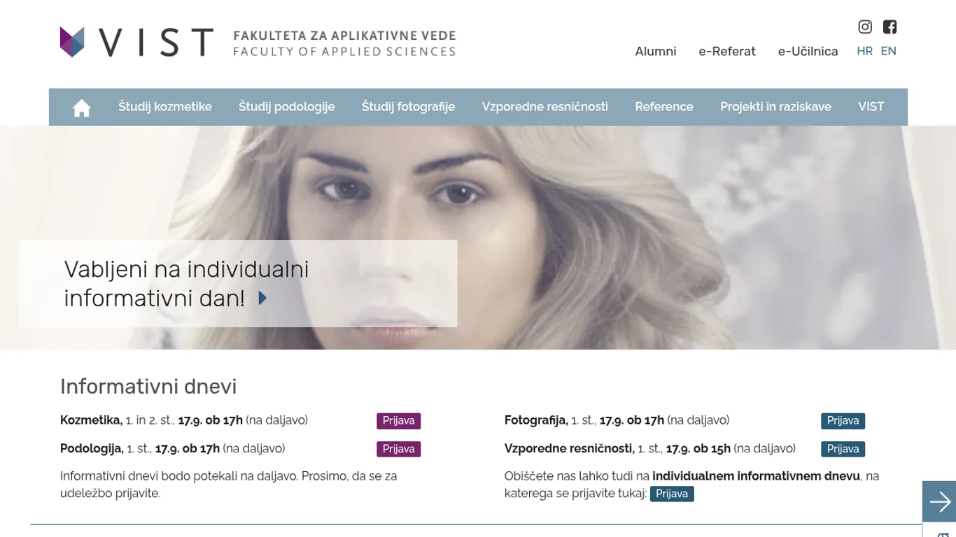 Domača stran VIST – Fakulteta za aplikativne vede
